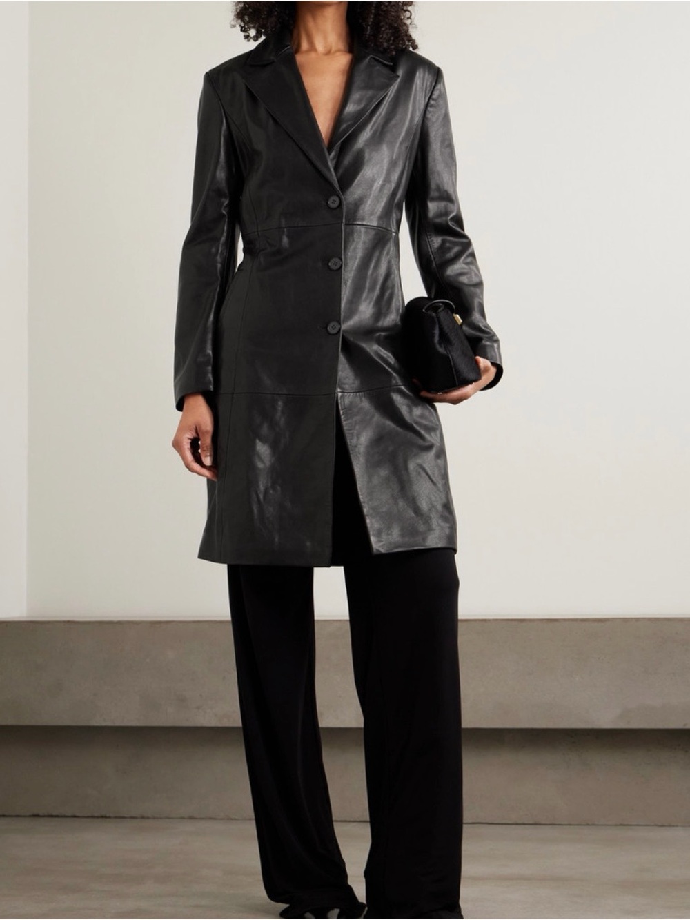 NOUR HAMMOUR BLACK LEATHER TRENCH. Brand new with tags, never worn. Size 38.
